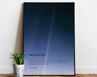 Pale Blue Dot poster, NASA Voyager 1 poster (2020 revision) · astronomy quote at bottom — Space poster. Science art print, nerdy gift