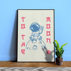 Póster de anime: To the Moon: póster de vaporwave, póster deportivo/espacial, impresión de arte manga, arte mural espacial japonés, póster japonés, impresión de los 80