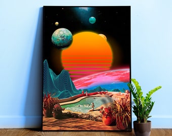 Synthwave space vintage retro collage #1 — space vintage retro collage art, surreal collage art, 50s futuristic sci-fi collage, retro sci-fi