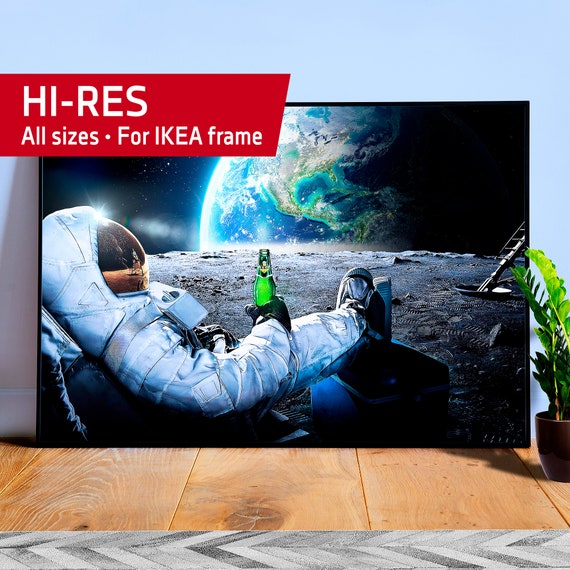 Astronaut ∎ on the Moon with beer — space poster, science poster, space art, space collage, aesthetic collages, science gifts, nerdy gifts