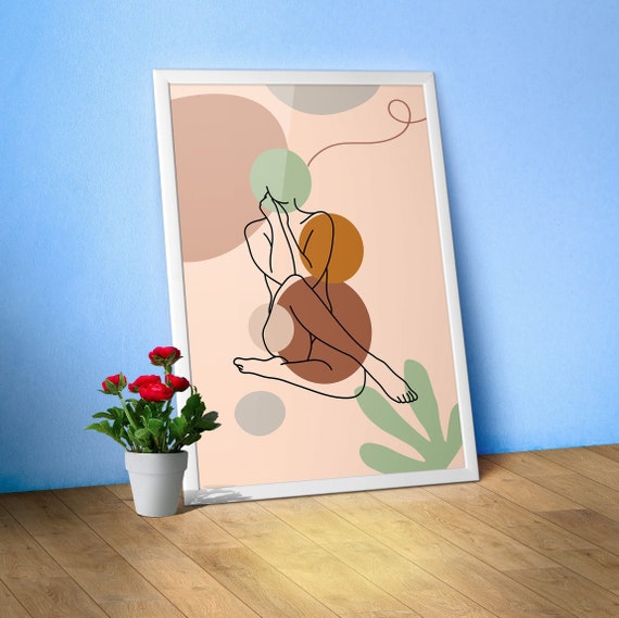 Boho woman poster minimalist art 1 – Aesthetic boho wall decor, abstract female print, modern home poster, neutral tone wall art, vector art