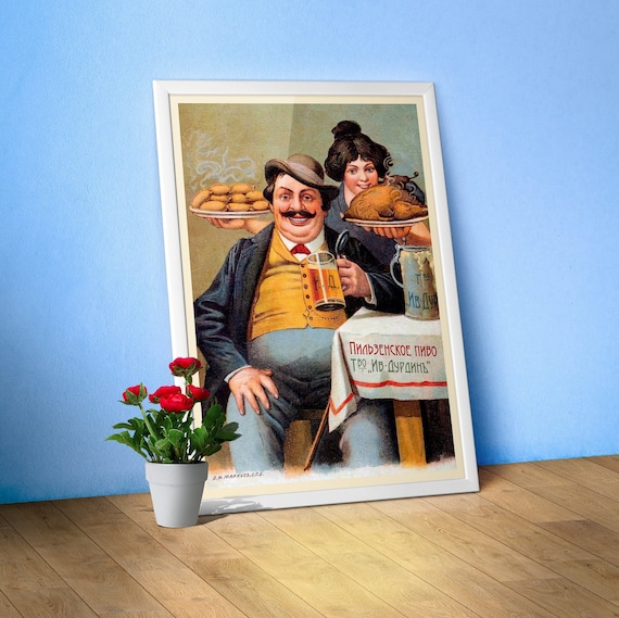 Pilsner beer, Ivan Durnev, Russia, 1910s — Russian vintage beer wall art poster, vintage beer poster, propaganda poster