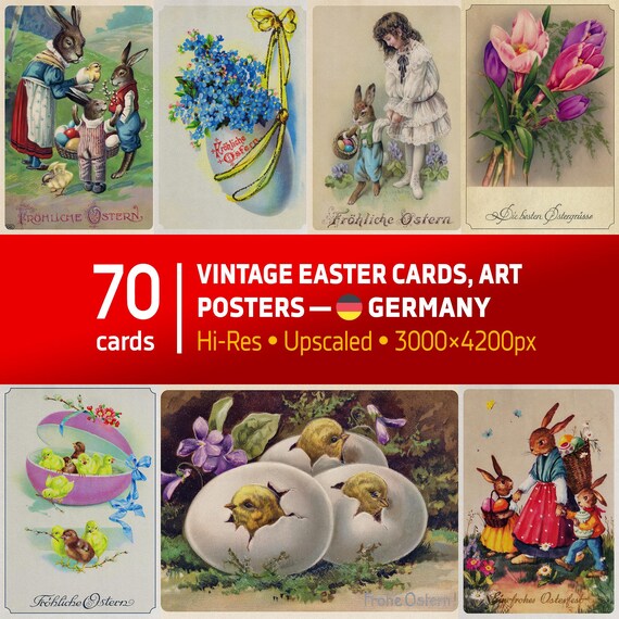 Vintage Easter Germany postcards – Retro Easter Postcards & Art Prints 1910s, Victorian Digital Download Collection for scrapbooking