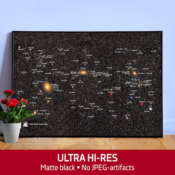 Vera C. Rubin Observatory Poster – Virgo Cluster Finder Chart. Space Wall Art, Astronomy Print, Galaxy Map, Science Decor