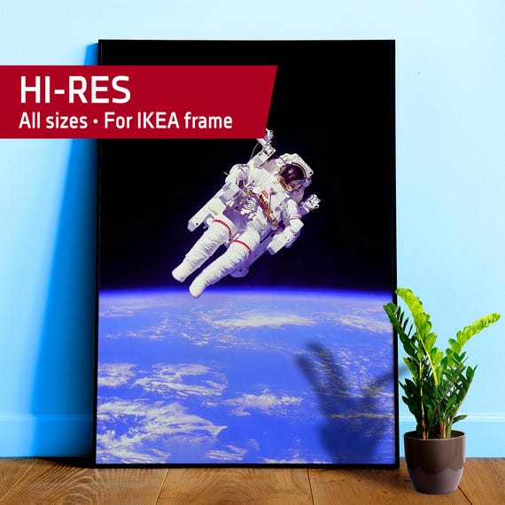 Astronaut floating in space: Bruce McCandless II EVA in 1984 — space poster, space wall art, photo poster, NASA print, space lovers decor