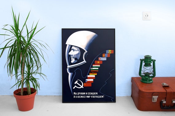 Gagarin, USSR, 1960s — Soviet vintage space poster, soviet poster, propaganda poster, soviet retro space, space wall art