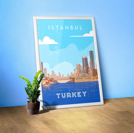 Istanbul, Turkey — Retro travel minimalist poster, retro travel art, retro travel wall art, vector art