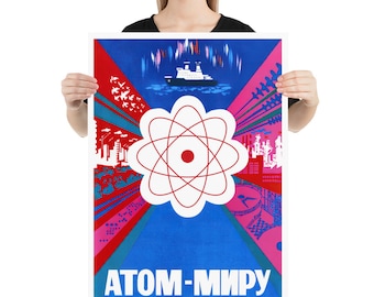 Soviet Nuclear Science, USSR 1982 — Soviet Retro Poster. 1980s