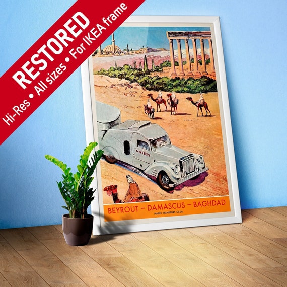 Beirut, Damascus, Baghdad/Lebanon, Syria, Iraq. 1930s — retro travel poster, vintage travel art print, 1920s travel wall decor and gift