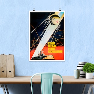 Sputnik 1, 1957, USSR — Soviet vintage space poster, propaganda poster, soviet space, retro soviet art