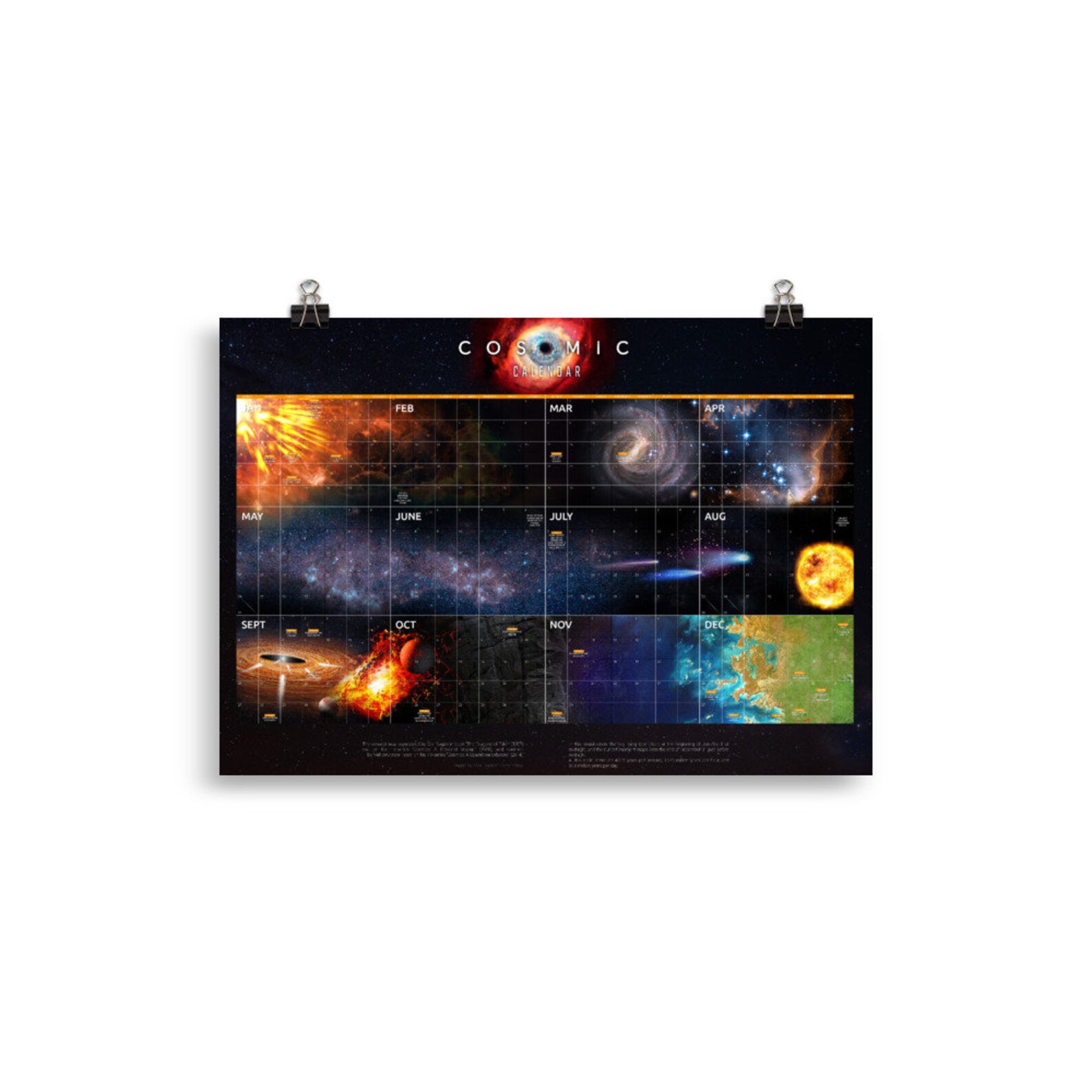Cosmic Calendar Carl Sagan style Poster Etsy