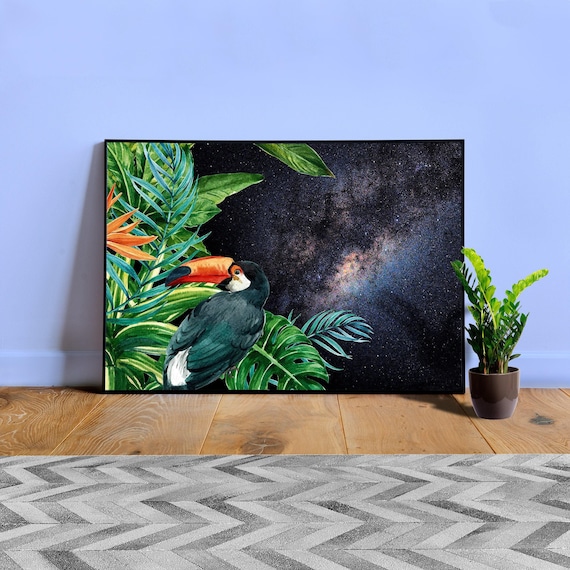 Tropical Synthwave Space Garden #14: Toucan — space poster, tropical poster, synthwave neon poster, abstract poster