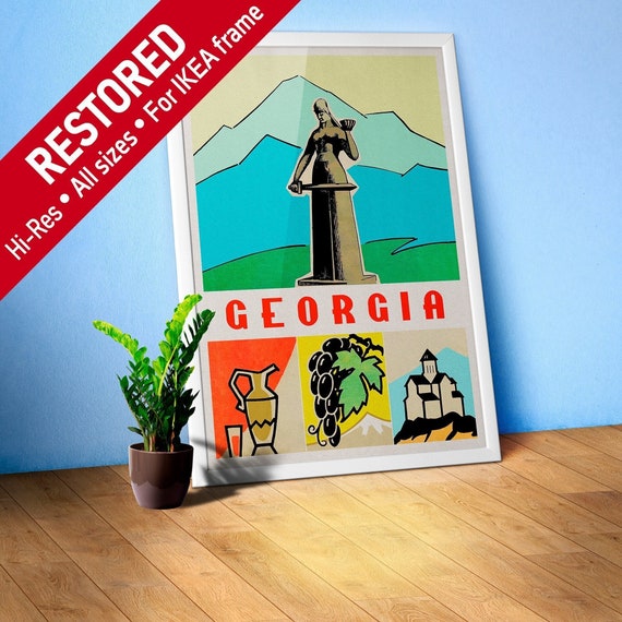 Georgia/Sakartvelo/საქართველო, 1960s — retro travel poster, vintage travel art, retro travel wall art