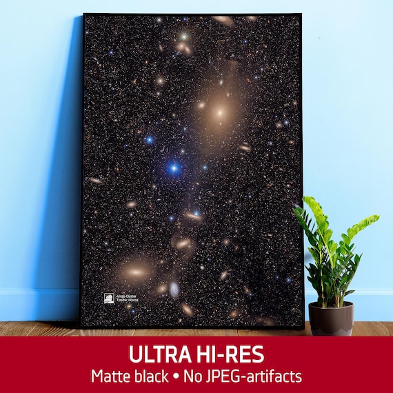Virgo Cluster: Cosmic Drama – Vera C. Rubin Observatory Poster. Space Print, Astronomy Wall Art, Galaxy Map, Science Decor