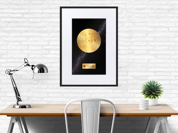 Voyager 1 Golden Record — Matte paper framed poster with mat. Space poster, science poster, space wall art decor, science gifts, nerdy gifts