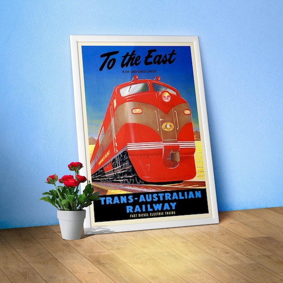 Trans-Australian Railway, Australia 1950s — retro train poster, vintage train art, train print, retro travel wall art