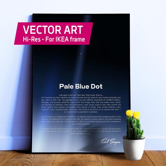 Pale Blue Dot poster, NASA Voyager 1 with astronomy quote — Space poster. Science art print, NASA poster, vector art, nerdy gift for him