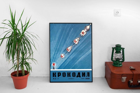 Luna 1, USSR 1959 — Soviet vintage space poster, soviet poster, propaganda poster, soviet retro space, space wall art