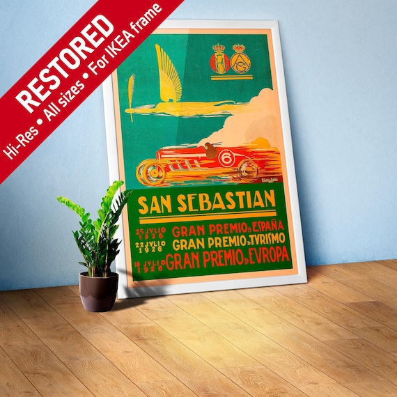 San Sebastian Vintage F1 Grand Prix, 1926 poster — Vintage Formula 1 poster, Monaco Grand Prix poster, retro travel poster, retro travel art