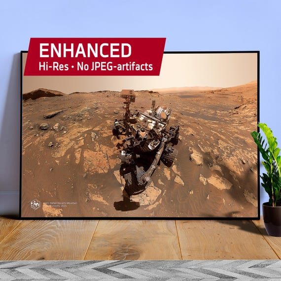 NASA Curiosity Selfie 2021, Mars, Rafael Navarro Mountain — space poster, Hi-Res photo poster, Mars poster, Mars panoramic photo,space gifts