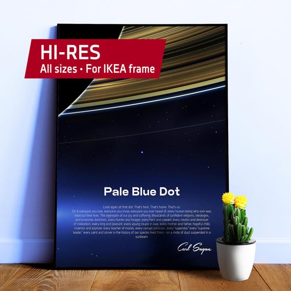 Pale Blue Dot poster, Saturn, NASA Cassini mission, 2013 — Space poster, science print, wall art, NASA poster, vector art