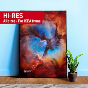 Trifid Nebula M20, NGC 6514, NASA Hubble Space Telescope — space poster, space art, photo poster, wall decor, abstract poster