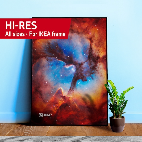 Trifid Nebula M20, NGC 6514, NASA Hubble Space Telescope — space poster, space art, photo poster, wall decor, abstract poster