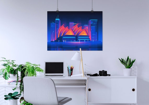 Synthwave Neon City - Sydney (Australia) [synthwave/vaporwave/cyberpunk] — neon poster, travel poster