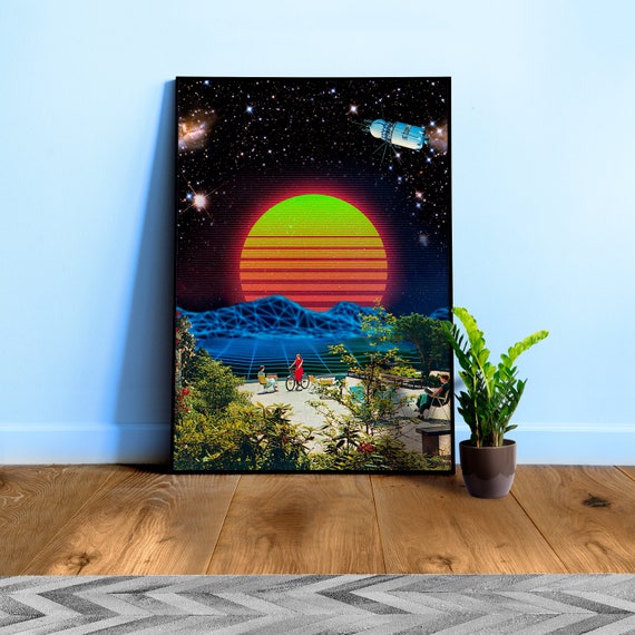 Synthwave space vintage retro collage #4 — space vintage retro collage art, surreal collage art, 50s futuristic sci-fi collage, retro sci-fi