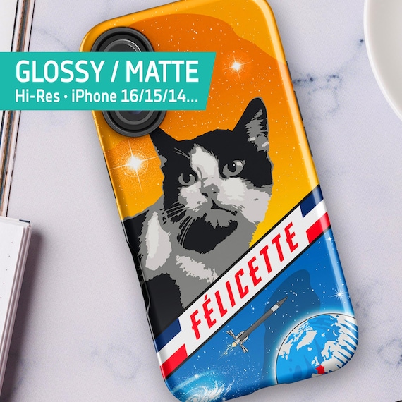 Felicette Cat Case — Space Cat iPhone Cover, French Retro Space Poster Art 1963 — Tough Case for iPhone (Glossy/Matte)