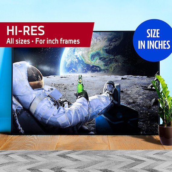 Astronaut on the Moon with beer — space poster, science poster, space art, space collage, aesthetic collages, science nerdy gifts [inches]