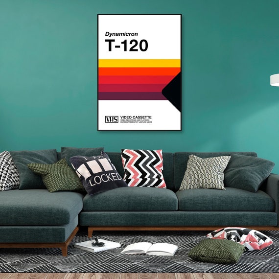 Retrowave poster: VHS cassette case T-120 [retrowave/vaporwave] — retrowave poster, aesthetic print, retrowave art, 80s wall decor