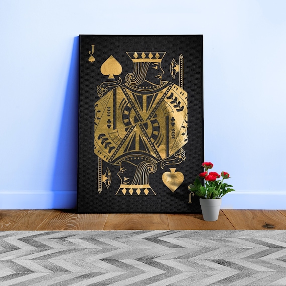 Jack of Pikes poker poster — Golden playing cards print, aesthetic wall art, gamer room decor, lucky you print, bar decor