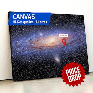 You are here: Milky Way galaxy — Canvas. Space poster, Science art print, Galactic map wall decor, jwst hubble photo