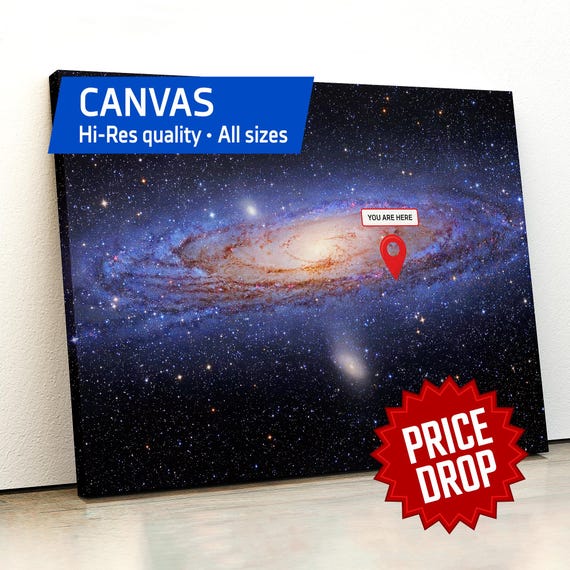 You are here: Milky Way galaxy — Canvas. Space poster, science print, galactic map wall decor, jwst hubble photo