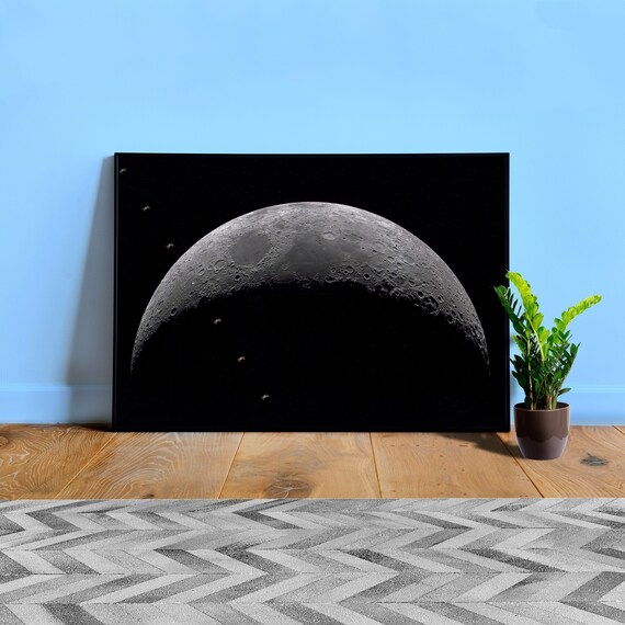Moon at night (Hi-Res photo poster) — space poster, Moon poster, space art, Moon photo, photo poster