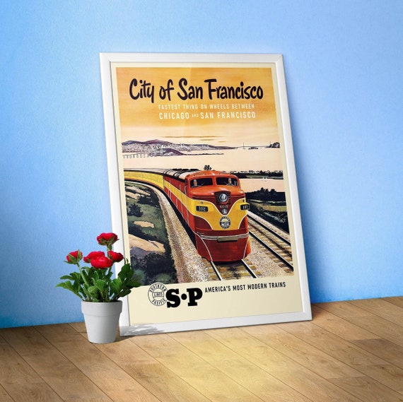 City of San Francisco Train, USA 1960s — retro train poster, vintage train art, train print, retro travel wall art