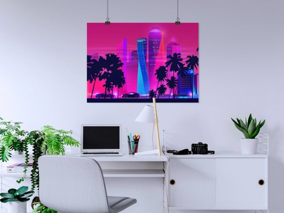 Synthwave Neon City: Vice city [synthwave/vaporwave/cyberpunk] — aesthetic poster, retrowave poster, neon poster