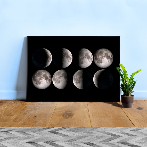 Moon phases (Hi-Res poster) — space poster, Moon poster, space art, Moon photo, photo poster