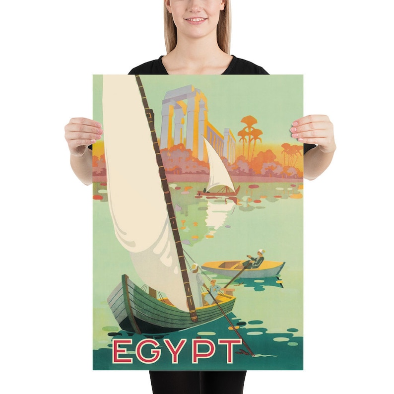 Egypt, The Nile River, c. 1930s — retro vintage travel poster, retro travel art, retro travel wall art
