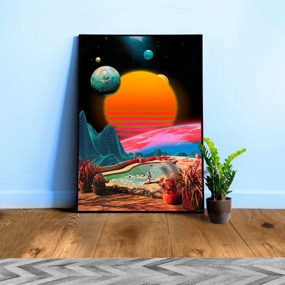 Synthwave space vintage retro collage #1 — space vintage retro collage art, surreal collage art, 50s futuristic sci-fi collage, retro sci-fi