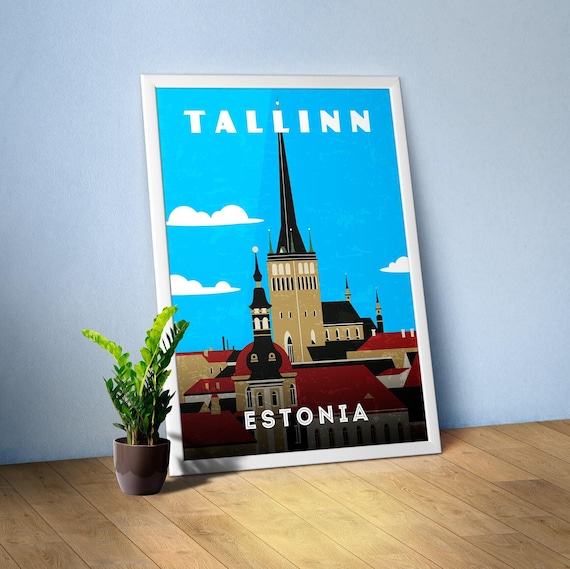 Tallinn, Estonia poster — Retro travel minimalist poster, retro travel art, retro travel wall art, vector art