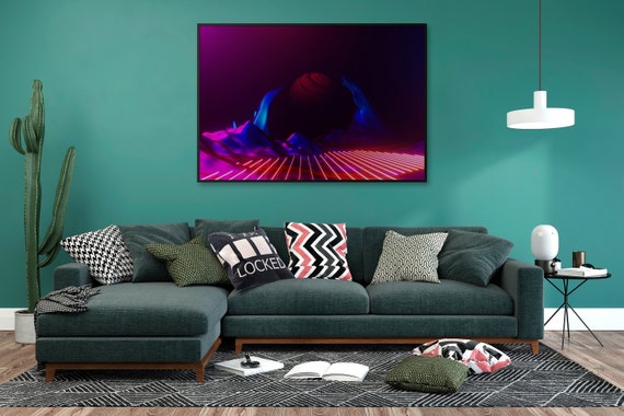 Neon space landscape: Jupiter [synthwave/vaporwave/cyberpunk] — space aesthetic poster, retrowave poster, vaporwave poster, neon poster