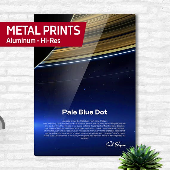 Pale Blue Dot Metal Print — NASA Cassini 2013 Science Poster, Space Art Wall Decor, NASA wall art