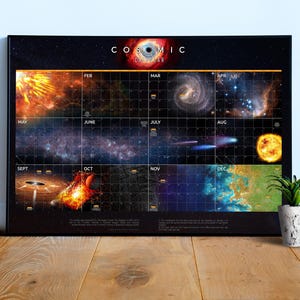 Cosmic Calendar (flat astronomy style), Universe evolution chart — space poster, science poster, astronomy print, science gifts, nerdy gifts