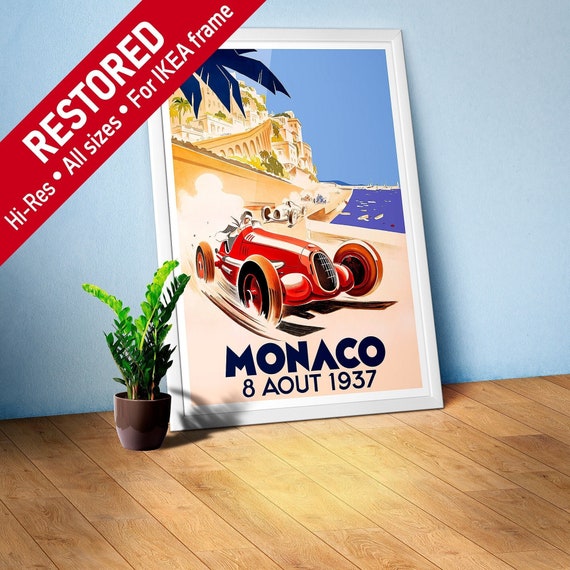 Monaco Vintage F1 Grand Prix, 1937 poster — Vintage Formula 1 poster, Monaco Grand Prix poster, retro travel poster, art deco poster