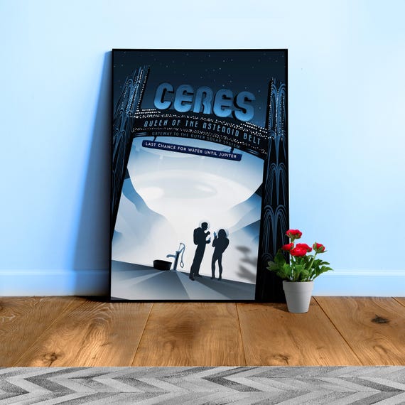 Asteroid Ceres — Retro space poster. 1960s nostalgic space travel print, 1950s space wall decor and nerdy gift for him