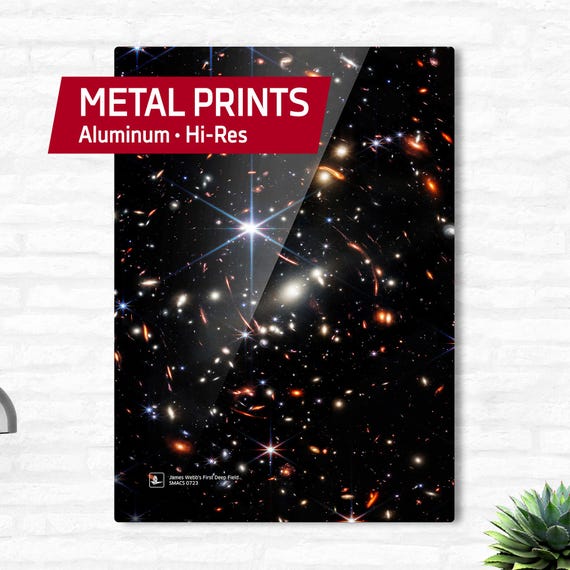 James Webb's First Deep Field (James Webb/JWST) — Metal print. Space poster, Science metal wall art, Space photo, jwst picture, nerdy gift