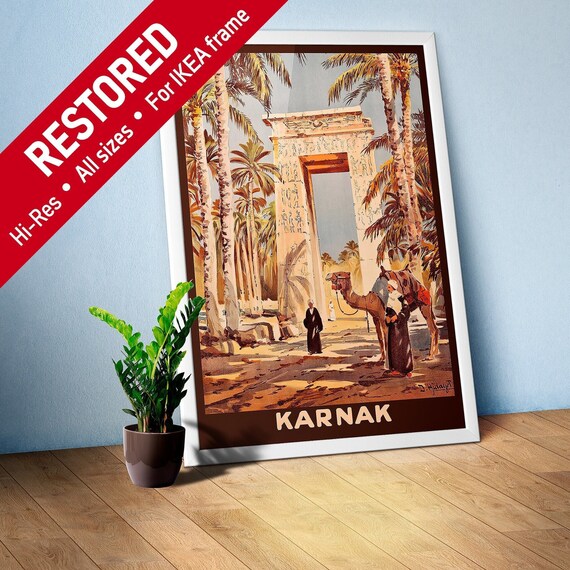 Egypt, Karnak, 1930 — retro vintage travel poster, retro travel art, retro travel wall art