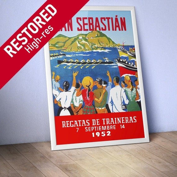 San Sebastian, Spain, 1952 — Retro travel poster, vintage travel wall art, travel decor